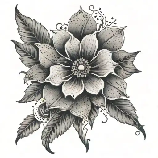 Floral Design With Pattern In Background