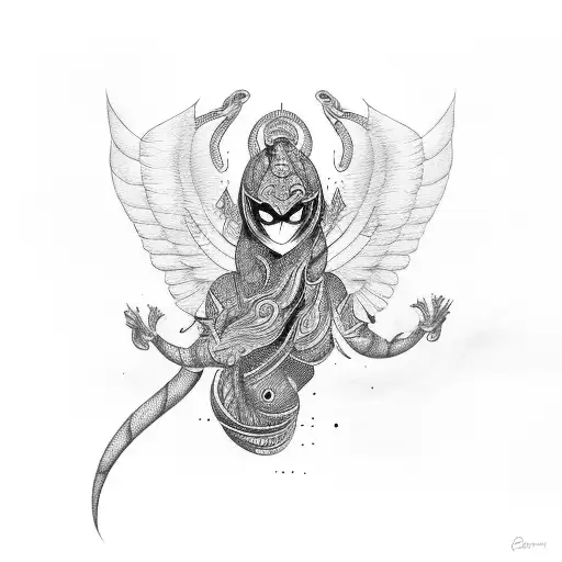 Cobra Around A Woman's Gaze Followed By A Falling Angel