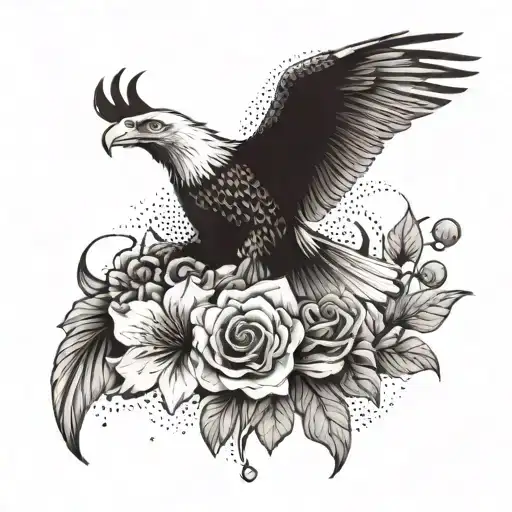 Eagle And Lys Flower And Butterfly