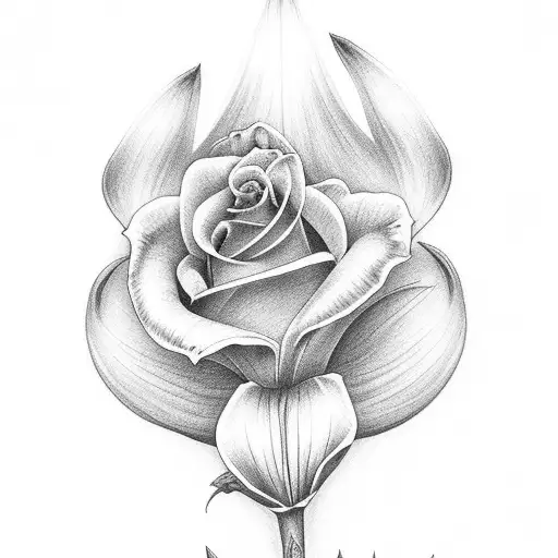 Everleigh Name With A Lily And A Rose