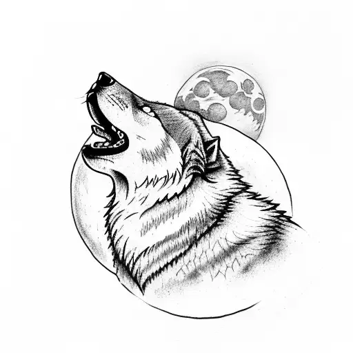 Simple Wolf Howling At Moon