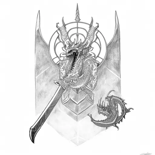 A Templar Knight Holding A Sword And A Dragon Head