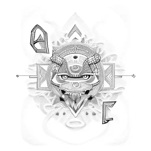 Letter A In Aztec Sun Style