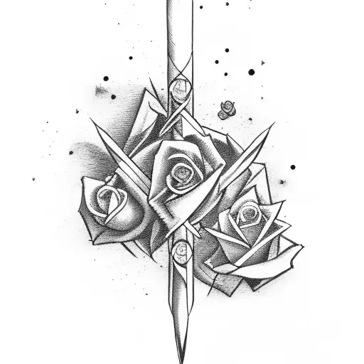 Arrow With Roses And Stars Around It