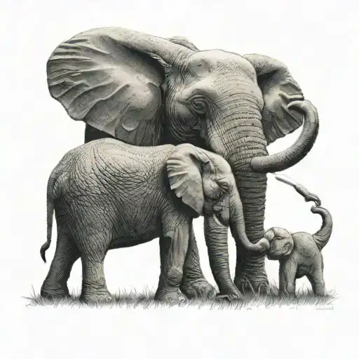 A Male Elephant And His Son