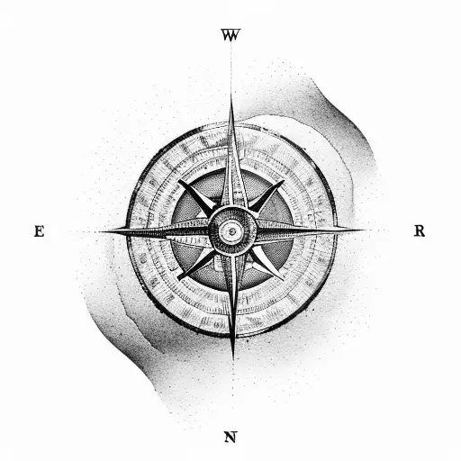 A Sime Compass With A River Running From North To South In The Compass