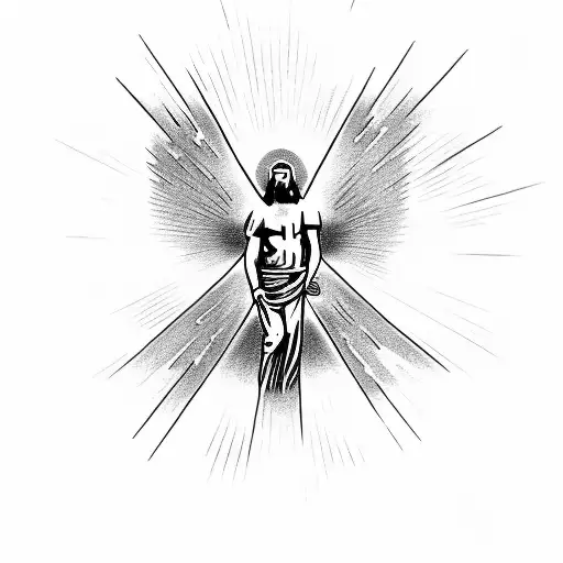 Jesus And A Cross With Light Rays Coming Out