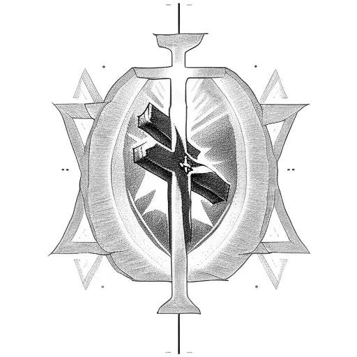 Jesus And A Cross With Light Rays Coming Out Of It