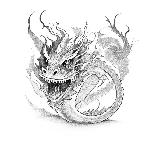 Dragon And Man Standing In Front Of Him