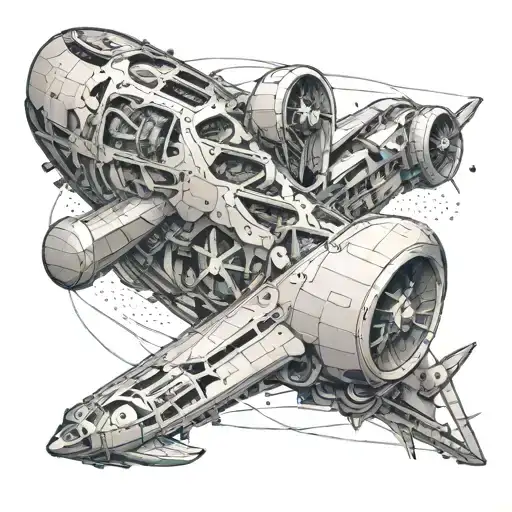 An Intricate Mechanical Design Of Airplane Parts Forming A Sleeve