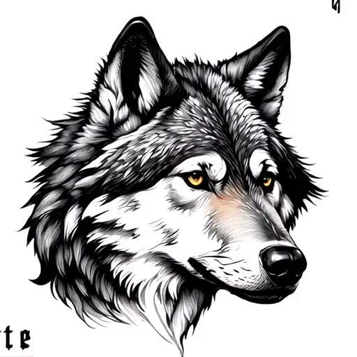 Letter V And Wolf Looking Forward Coiled