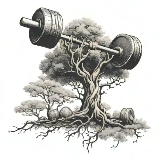 A Barbell Morphing Into A Tree With Each Branch Representing A Family Member