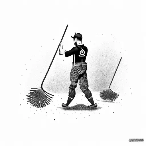 A Man Removing Weeds With A Rake Showing His Back In All Black