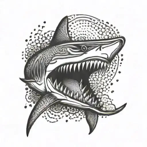 Shark Biting A Surfboard