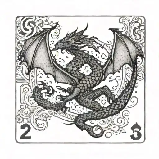 An Artistic Interpretation Of A Deck Of Cards With A Dragon Theme