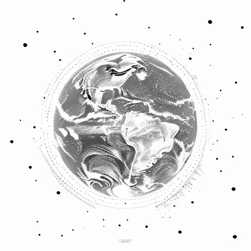 View Of Earth From Space Pangea Black Background With Stars