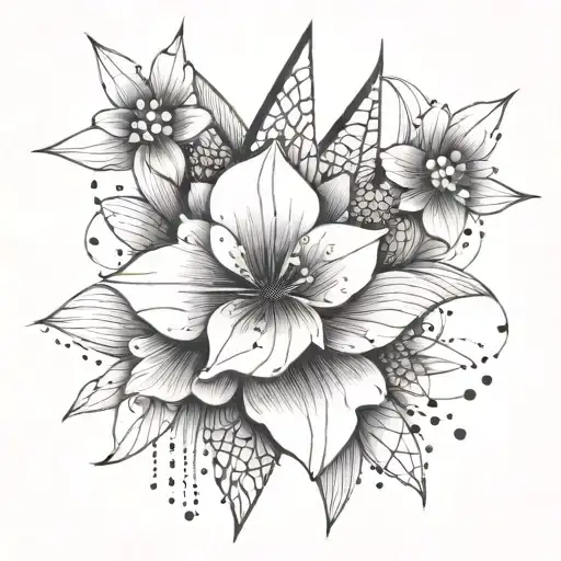 Flowers With Abstract Architectural Lines And Shading Behind