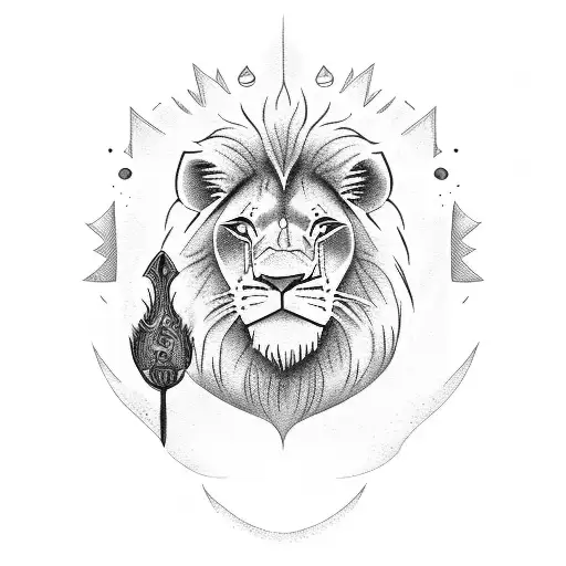 Lion King With Axe And Sun