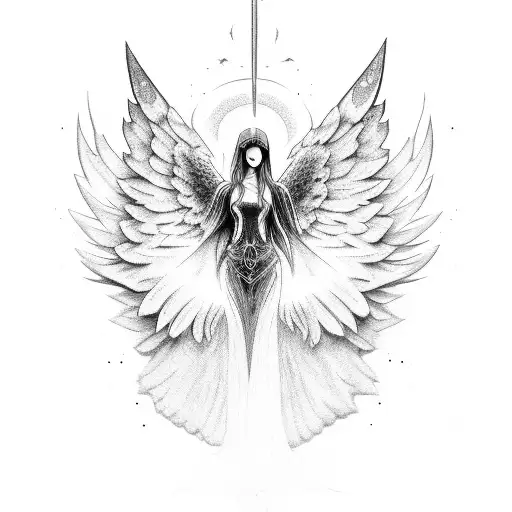 Dark Angel With Text Patronus Angelus