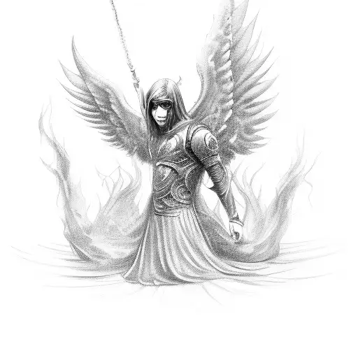 Dark Male Angel With Text Patronus Angelus