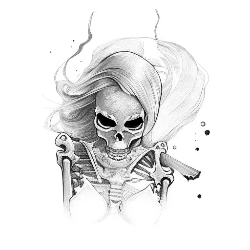 Woman Fighting Skeleton