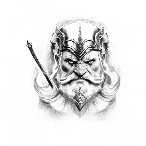 Odin With Knot Work Design Over Odins Spear On Forearm