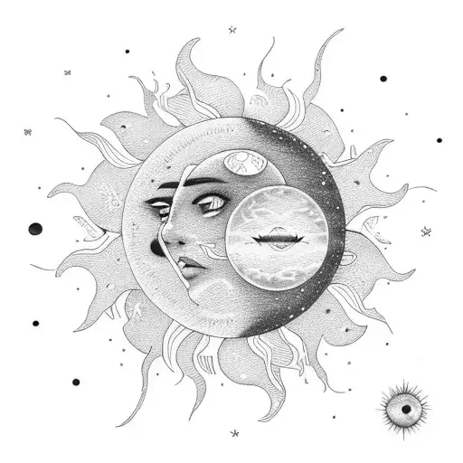 Moon Star And Sun In A Vertical Line