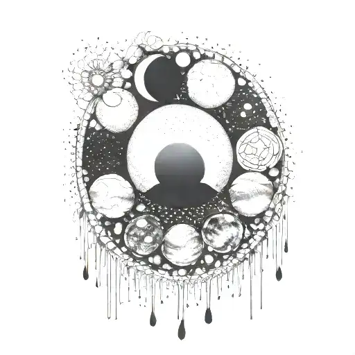 Moon Phases In Vertical Line