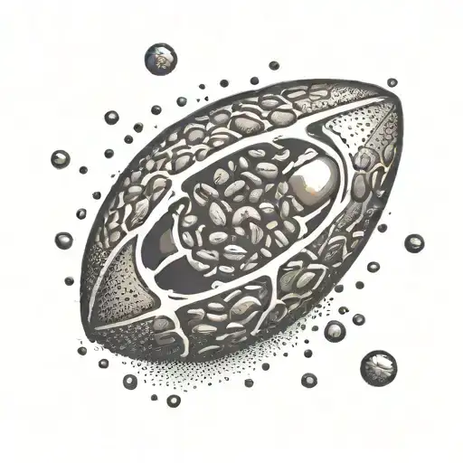 A Coffee Bean Morphing Into A Football With Intricate Dotwork Details