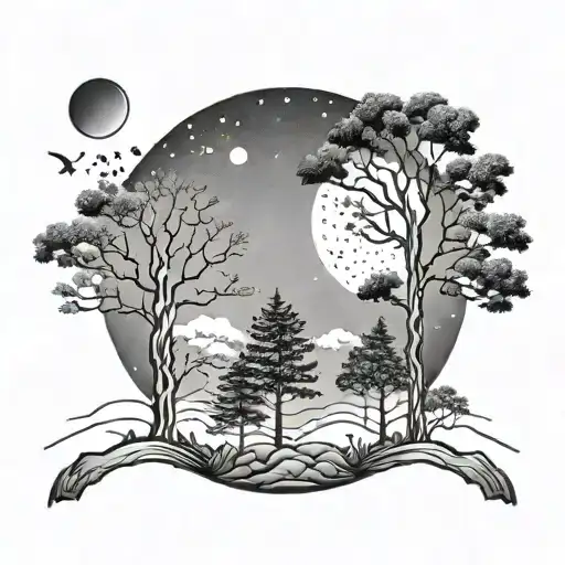 Trees And Moon