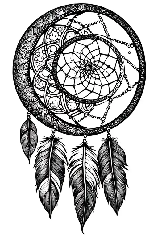 Crescent Moon Shaped Dreamcatcher