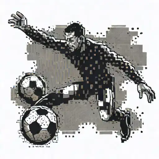 A Football Player Kicking A Pixelated Football Into A Black Hole