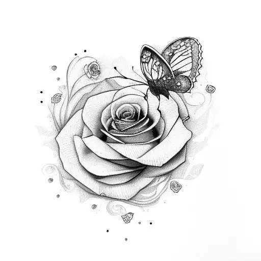 Butterfly With Rose In The Middle