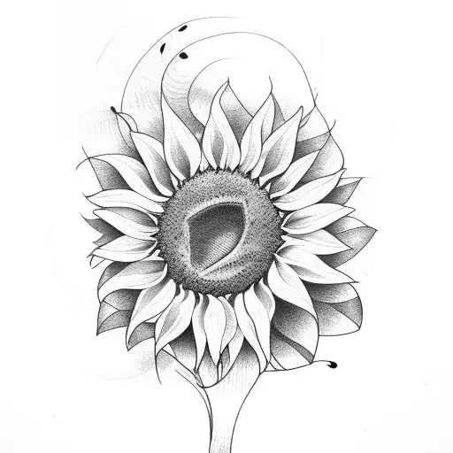 Sunflower With Ribbon Flowing Through