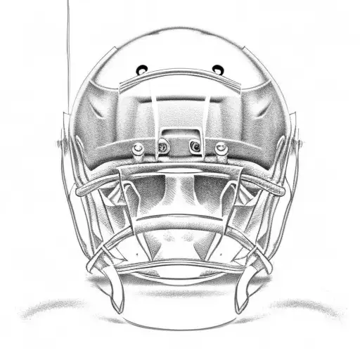 American Football Helmet In Left Profile And Minimal Tattoo With The Number 98 On It