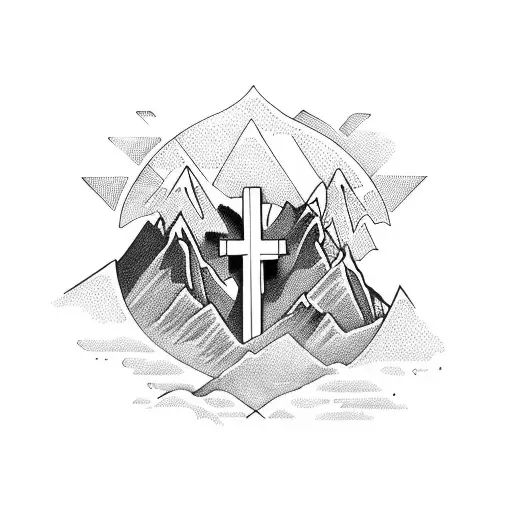 Cross With Mountain And City