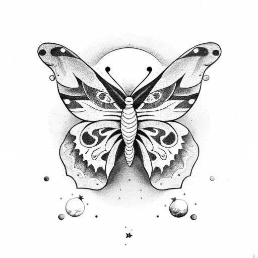 Butterfly With Stars Moon And Sun