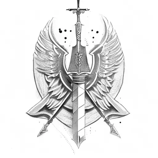 Greek Sword And Wings With Greek Word