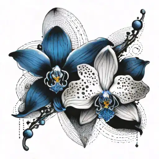 A Blue Orchid Intertwined With Technological Elements Symbolizing God's Plan