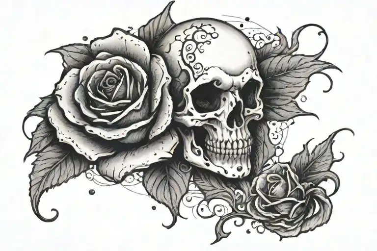 Black And Grey Ghost Holding A Red Rose