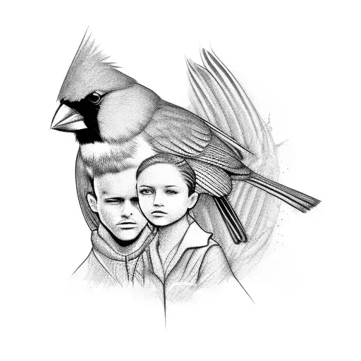 Male And Female Cardinal With Female Cardinal Leaning Against Male Cardinal