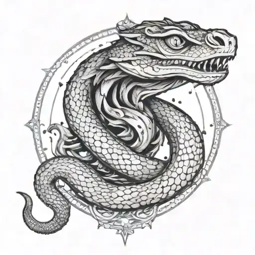 Divine Creature With A Snake Wrapped Around Their Halo