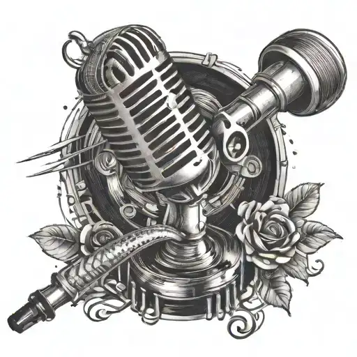 A Microphone And Film Reel Intertwined To Symbolize A Love For Music And Cinema