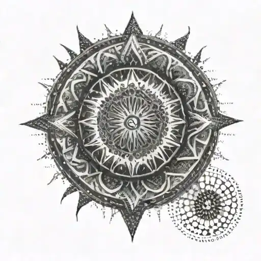 A Powerful Black Sun With Intricate Dotwork Patterns Surrounding It