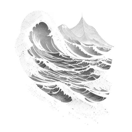 Ocean Wave And Mountain