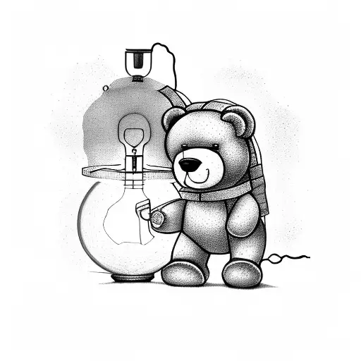 Teddy Bear With Lamp In Arm On Earth