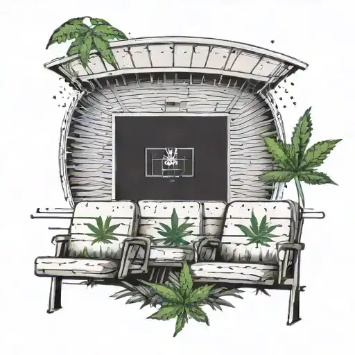 A Football Stadium With Weed Leaf Patterns On The Seats