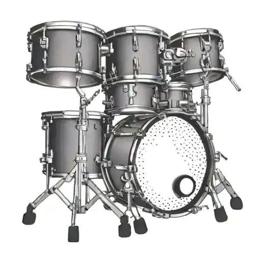 Drum Set Outline Small Black And Gray