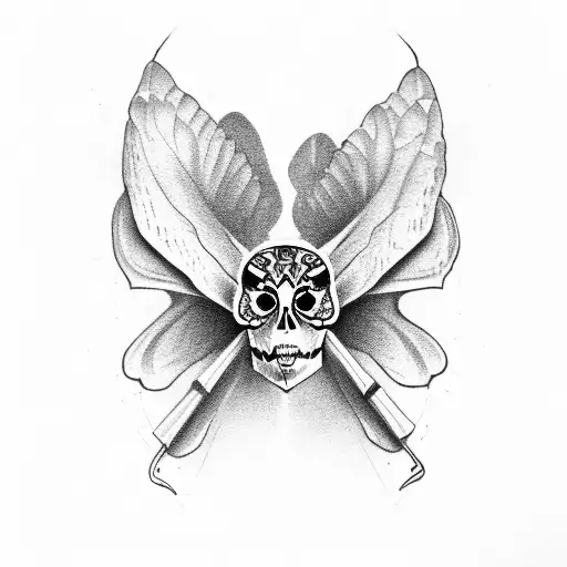 Butterfly With Skull Design In The Butterfly