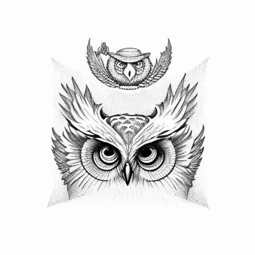 White Owl Holding A Pocket Watch